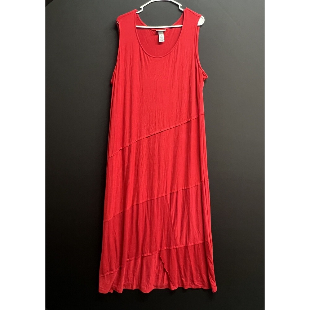 Catherine's 2X 22-24 red maxi sleeveless dress stretch